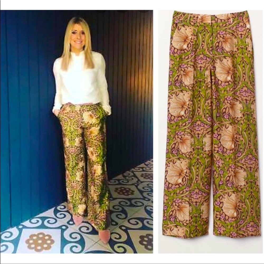 William Morris X H&M Floral High Waisted Wide Leg Pants